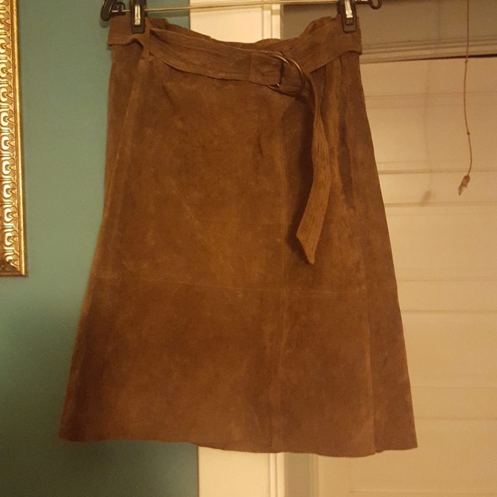 Garson by Rem Choclate Brown leather  skirt